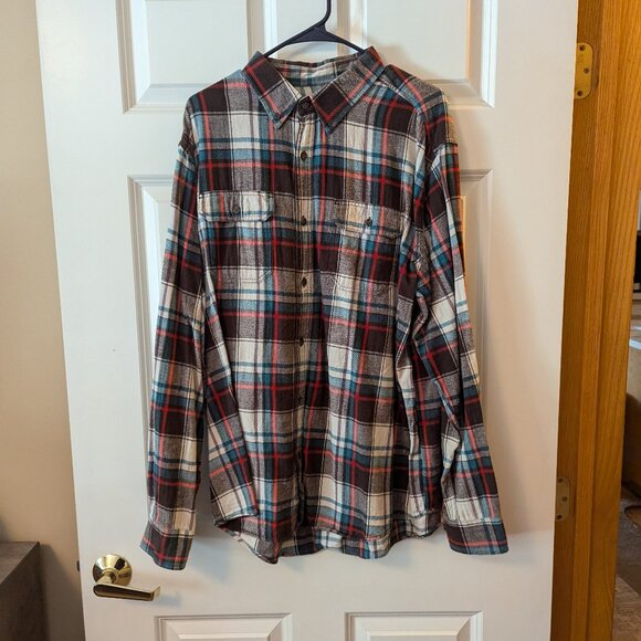 Men's Flannel Blue and Brown and Orange - Picture 1 of 2